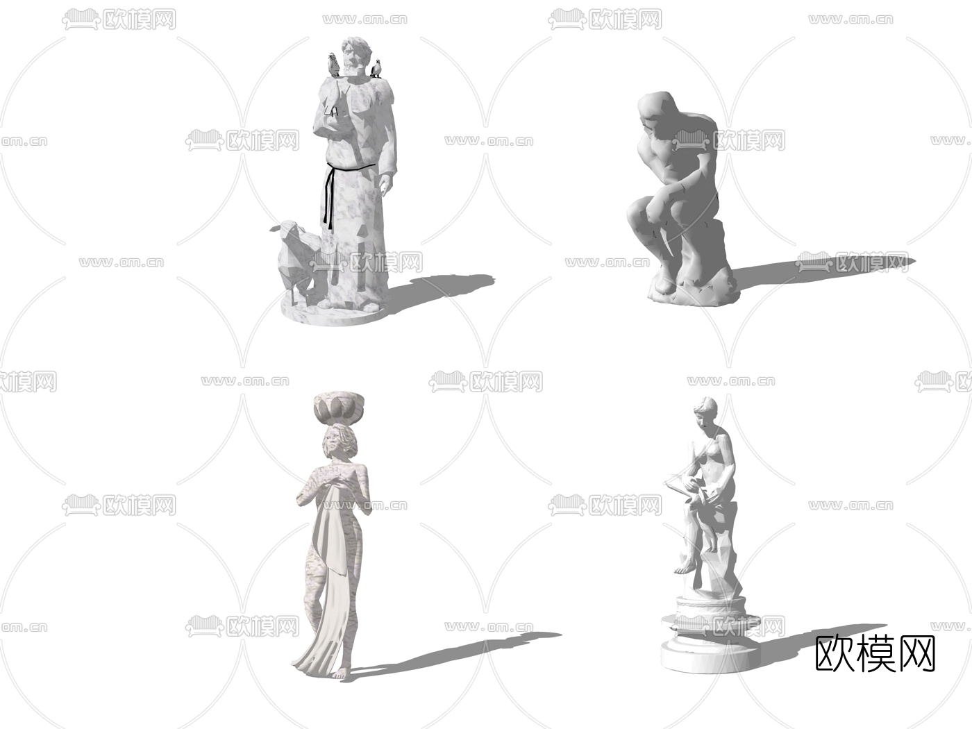 欧式人像雕塑su模型下载