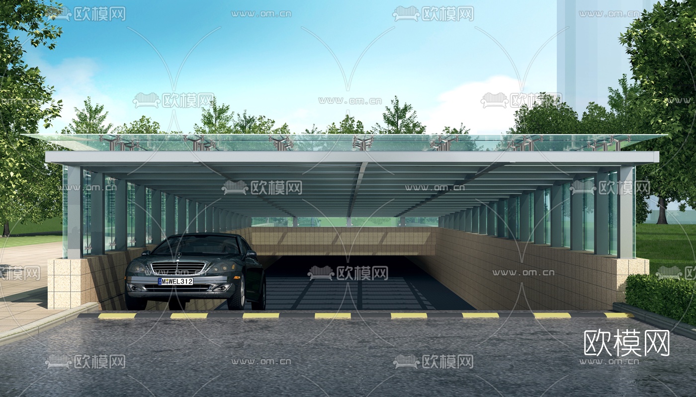 现代地下停车场出口3d模型下载