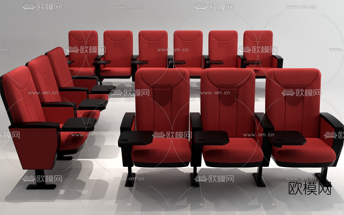 现代剧院椅公用椅3d模型下载