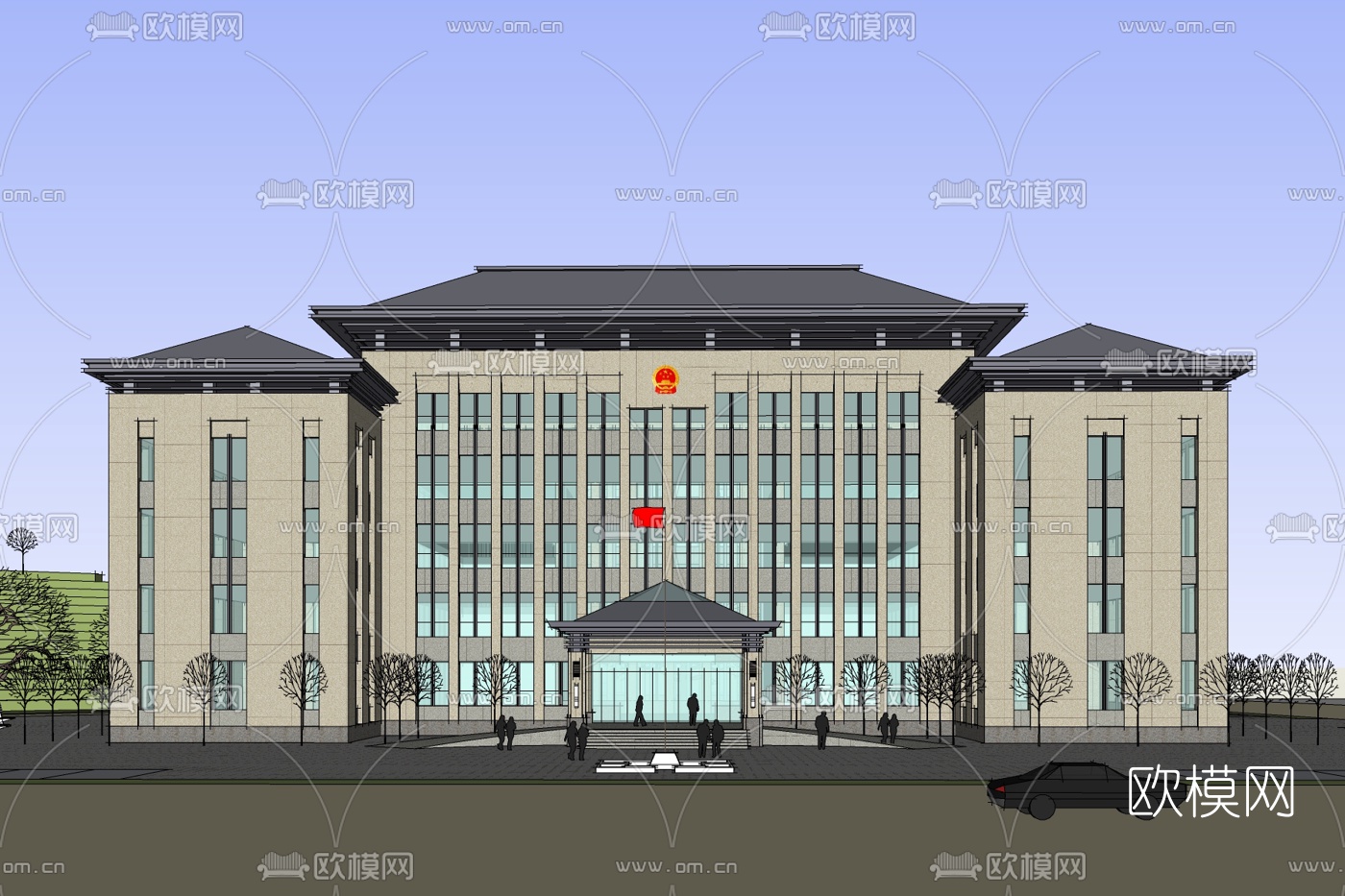 现代党政机关免费su模型下载