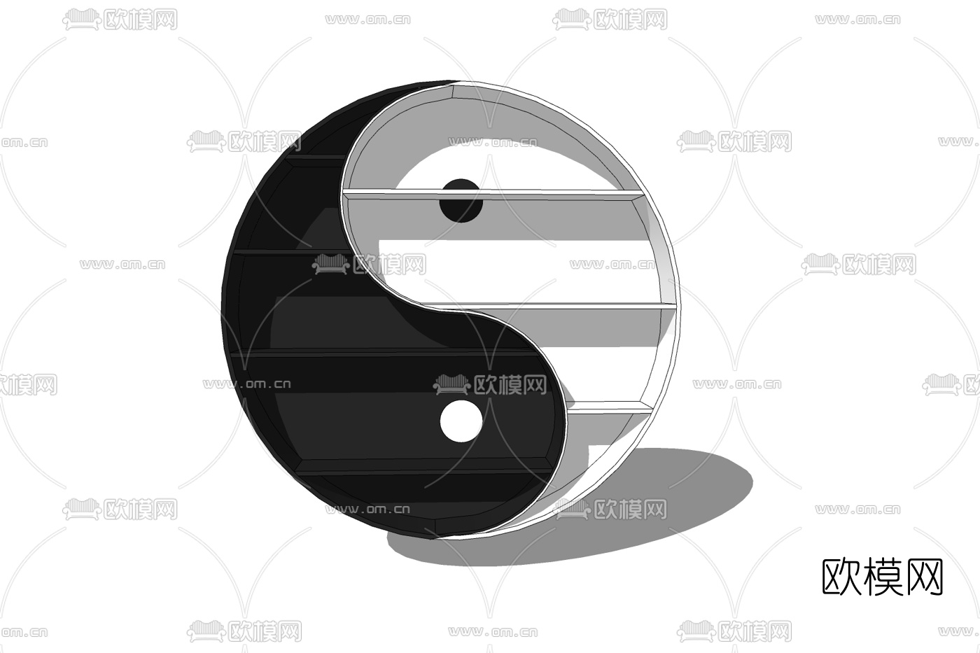 现代实木装饰柜免费su模型下载