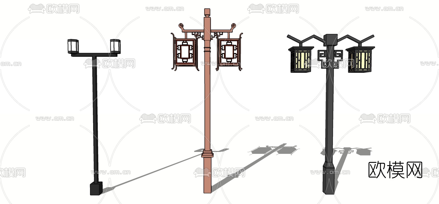 新中式路灯su模型