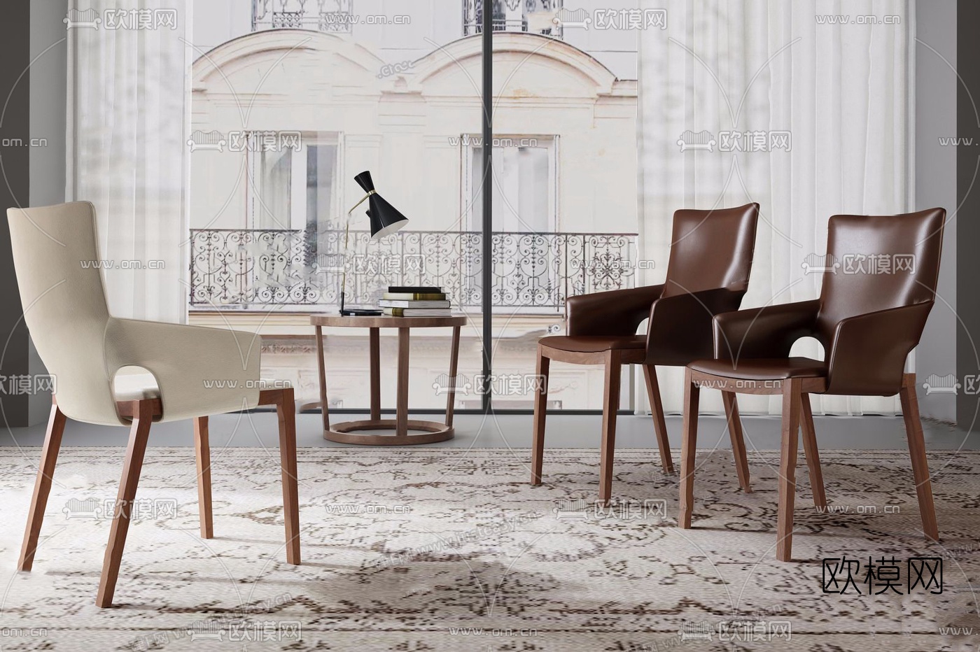 北欧靠背单椅3d模型下载