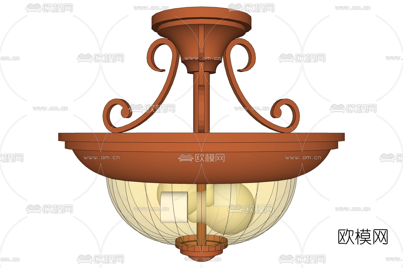 欧式金属吊灯免费su模型下载
