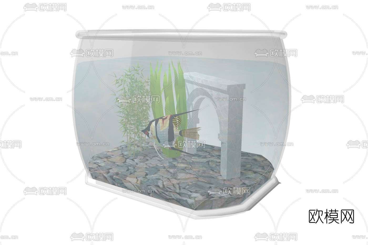 现代玻璃鱼缸免费su模型下载