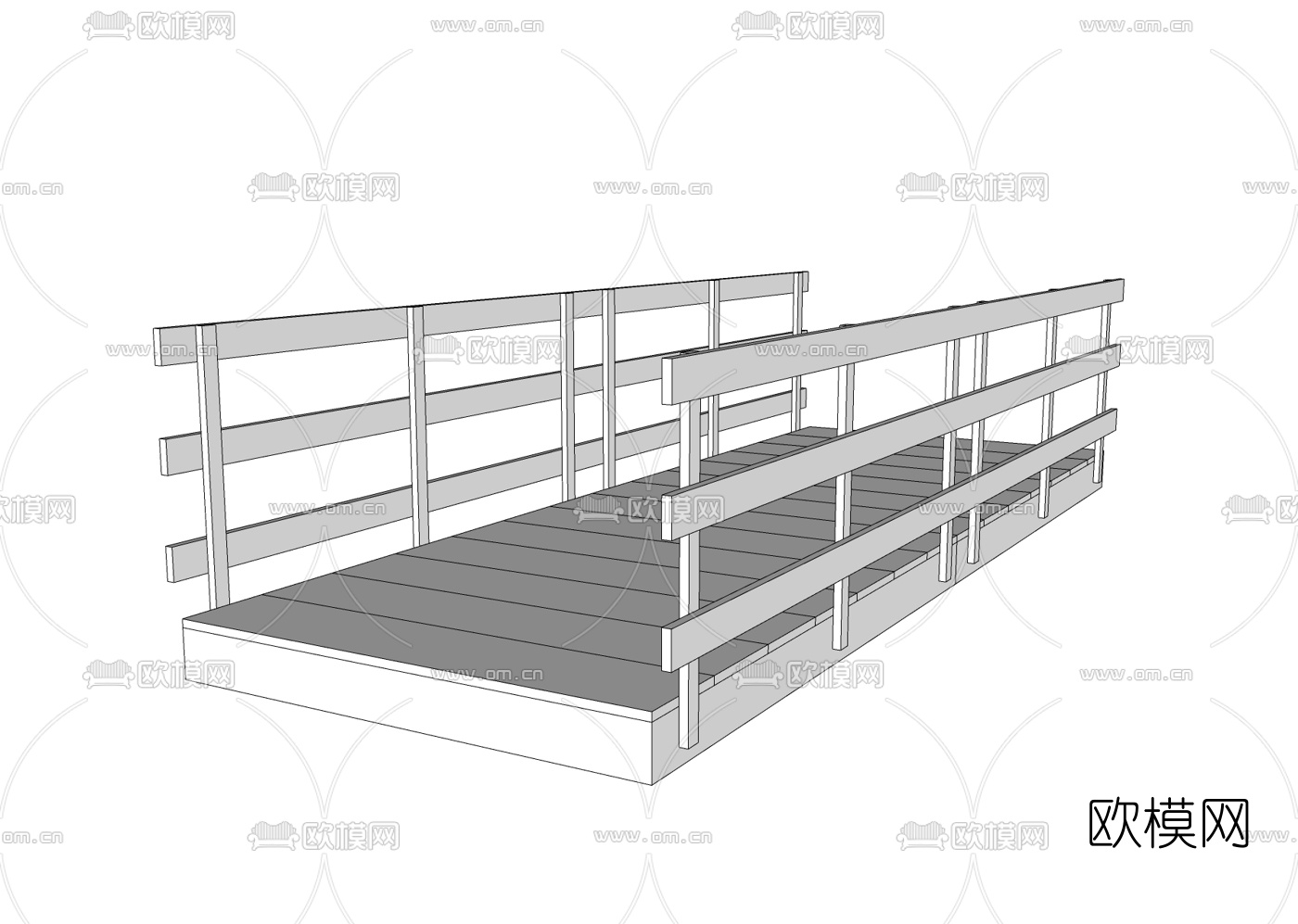 现代木桥免费su模型下载