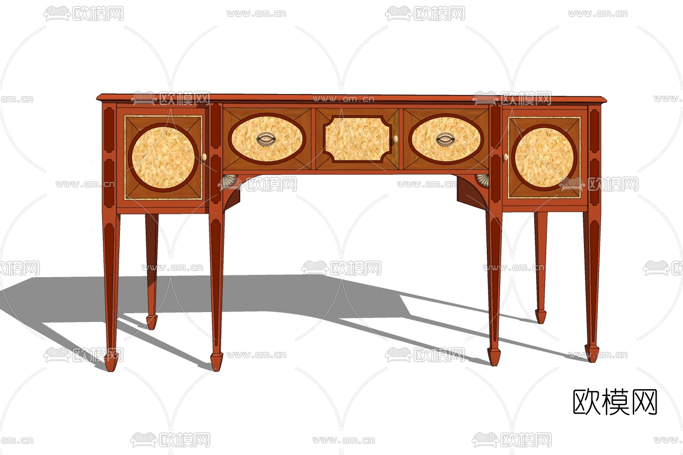美式实木端景柜免费su模型下载