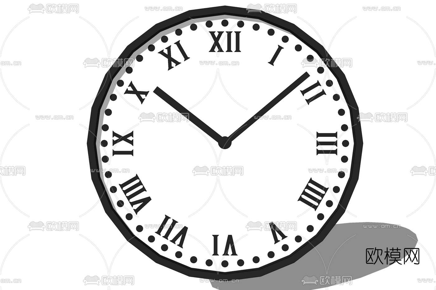 现代圆形钟表免费su模型下载