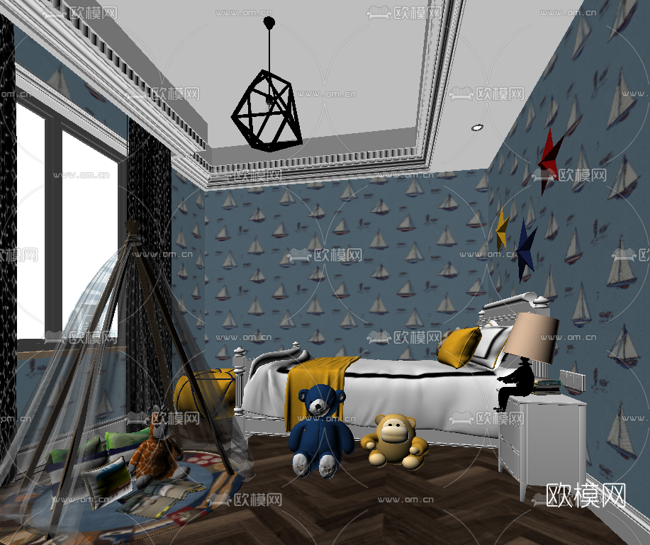 地中海儿童房su模型下载