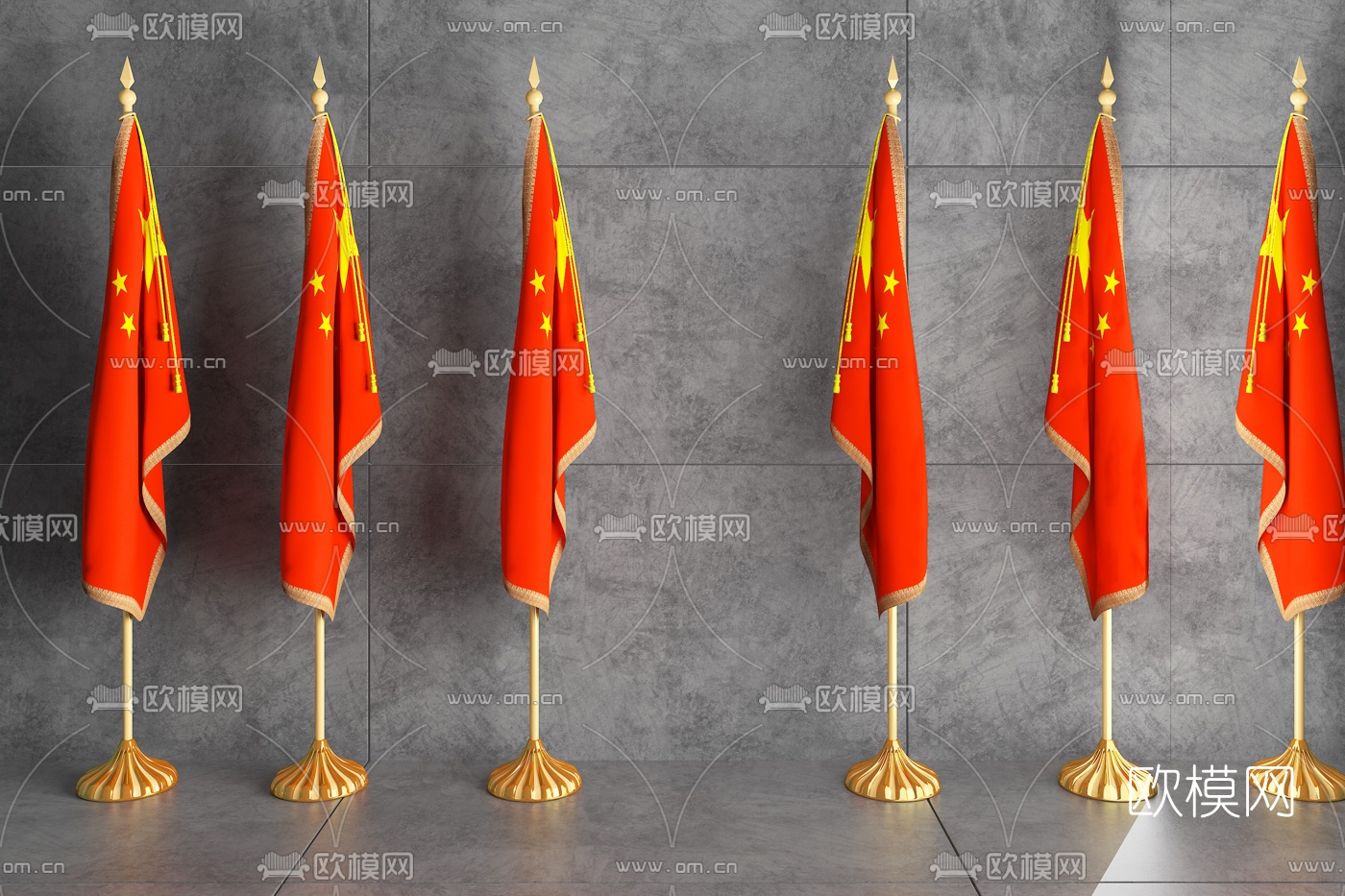 现代落地式国旗3d模型