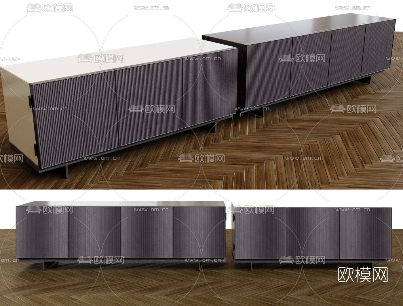 现代实木电视柜3d模型下载