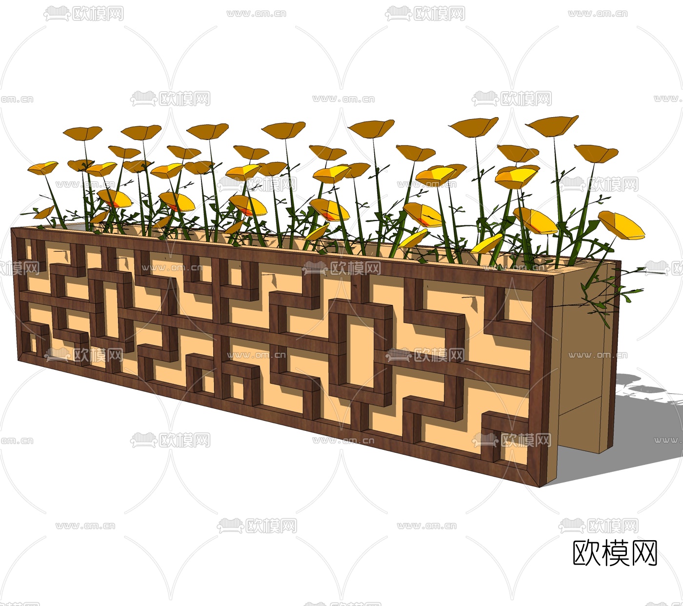 现代花箱免费su模型下载