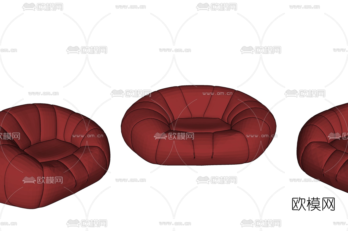 现代布艺休闲沙发免费su模型下载