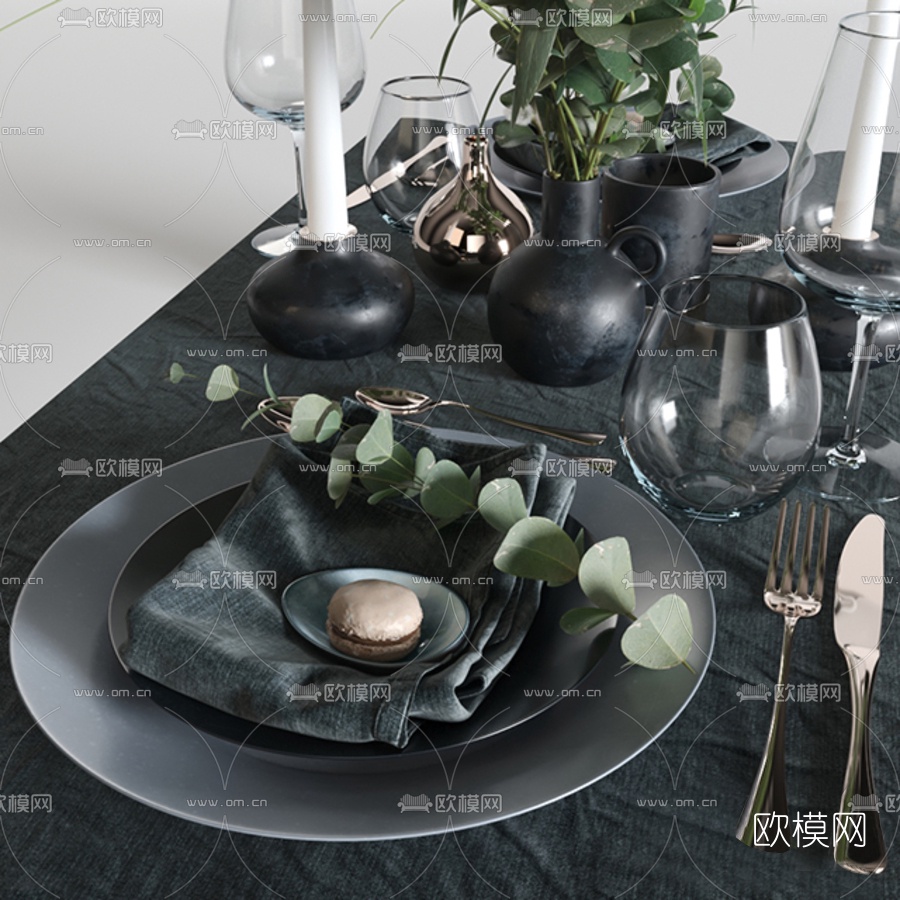 北欧简约餐具3d模型下载（渲染图2）