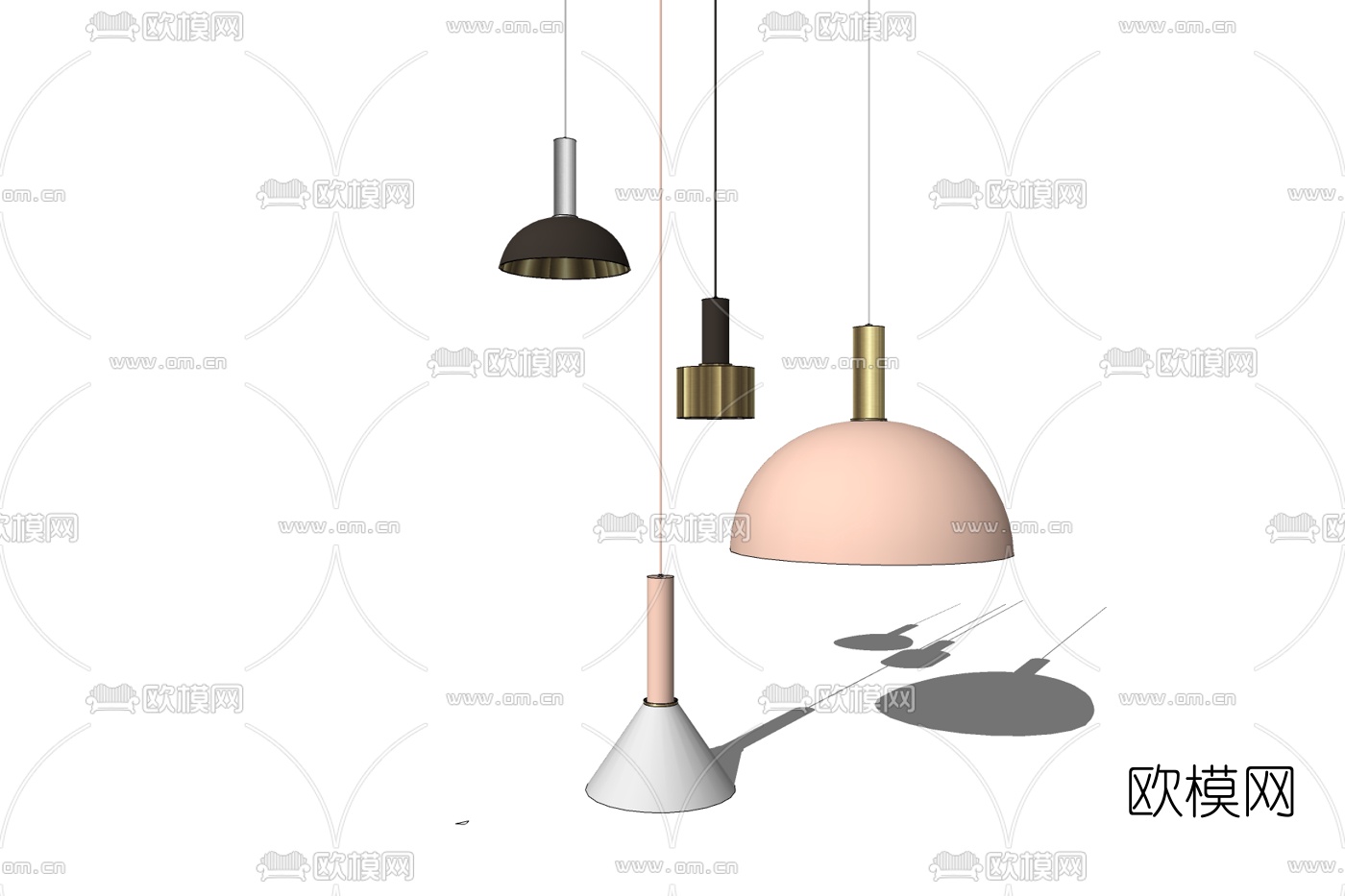 北欧金属吊灯免费su模型下载