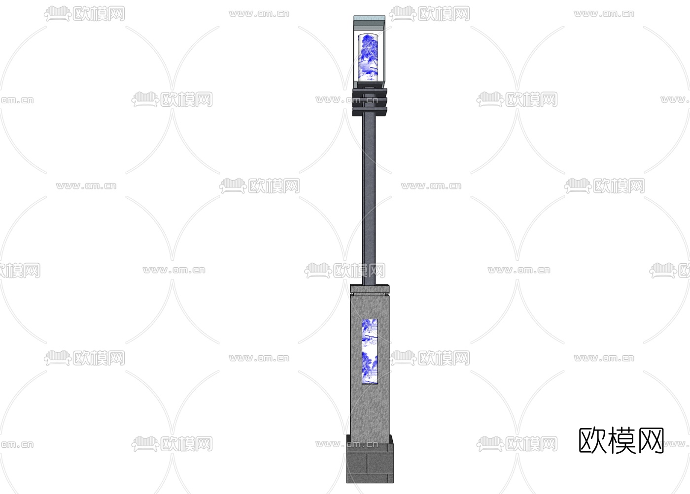 新中式景观灯免费su模型下载