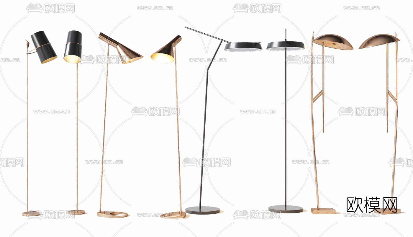 现代金属落地灯组合3d模型下载