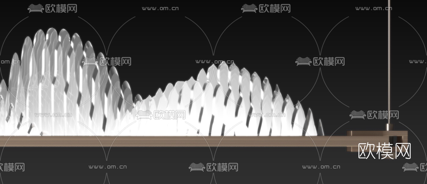 新中式山形装饰吊灯3d模型