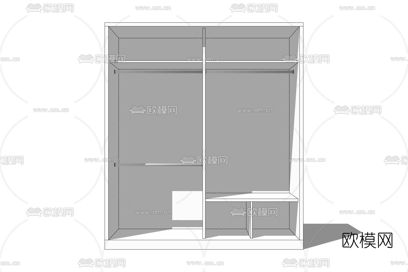 现代实木衣柜免费su模型下载