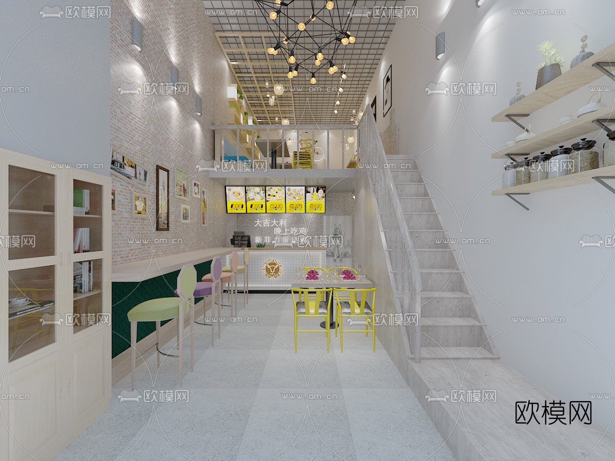 现代休闲西餐厅免费3d模型