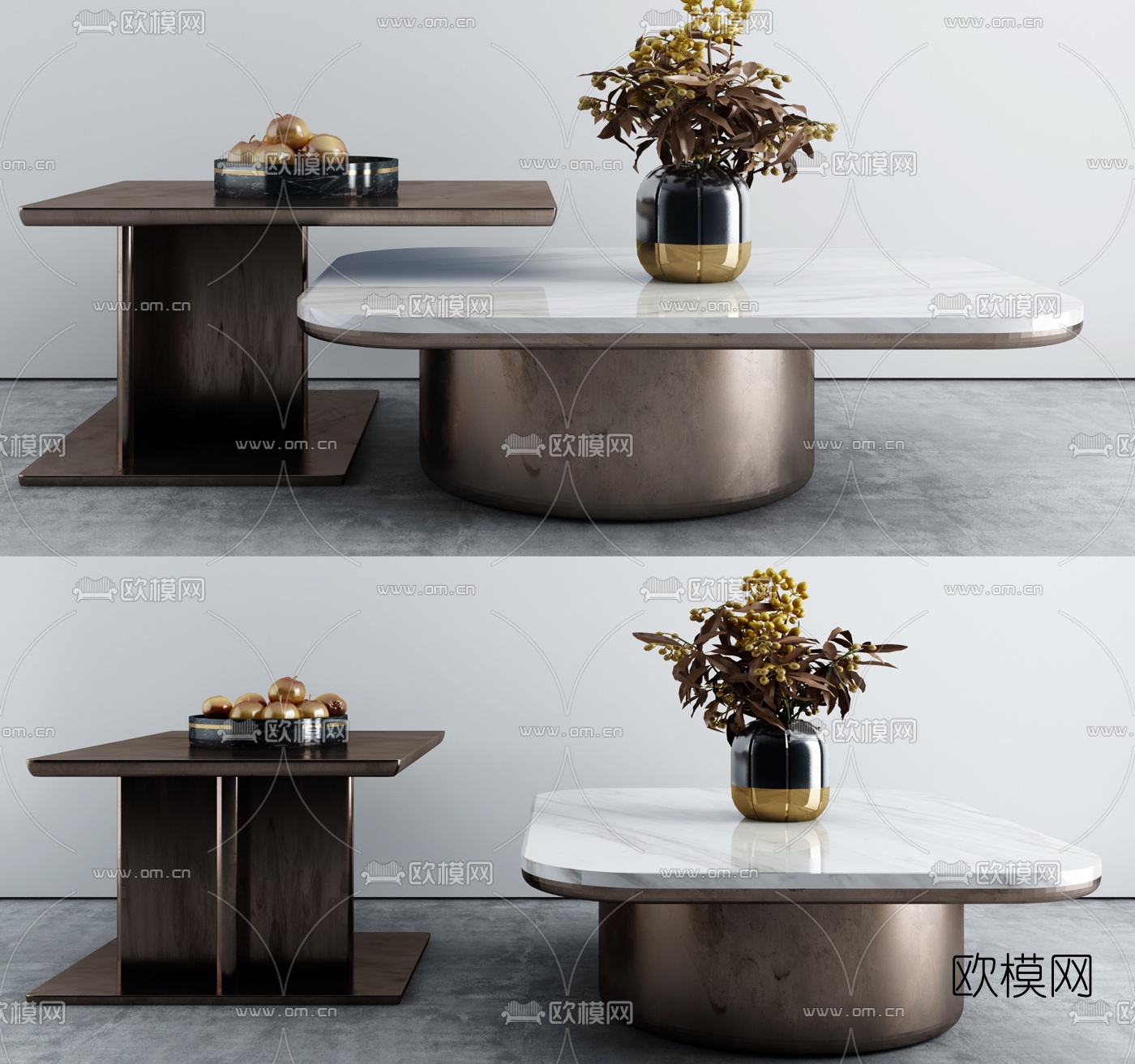 现代金属茶几3d模型