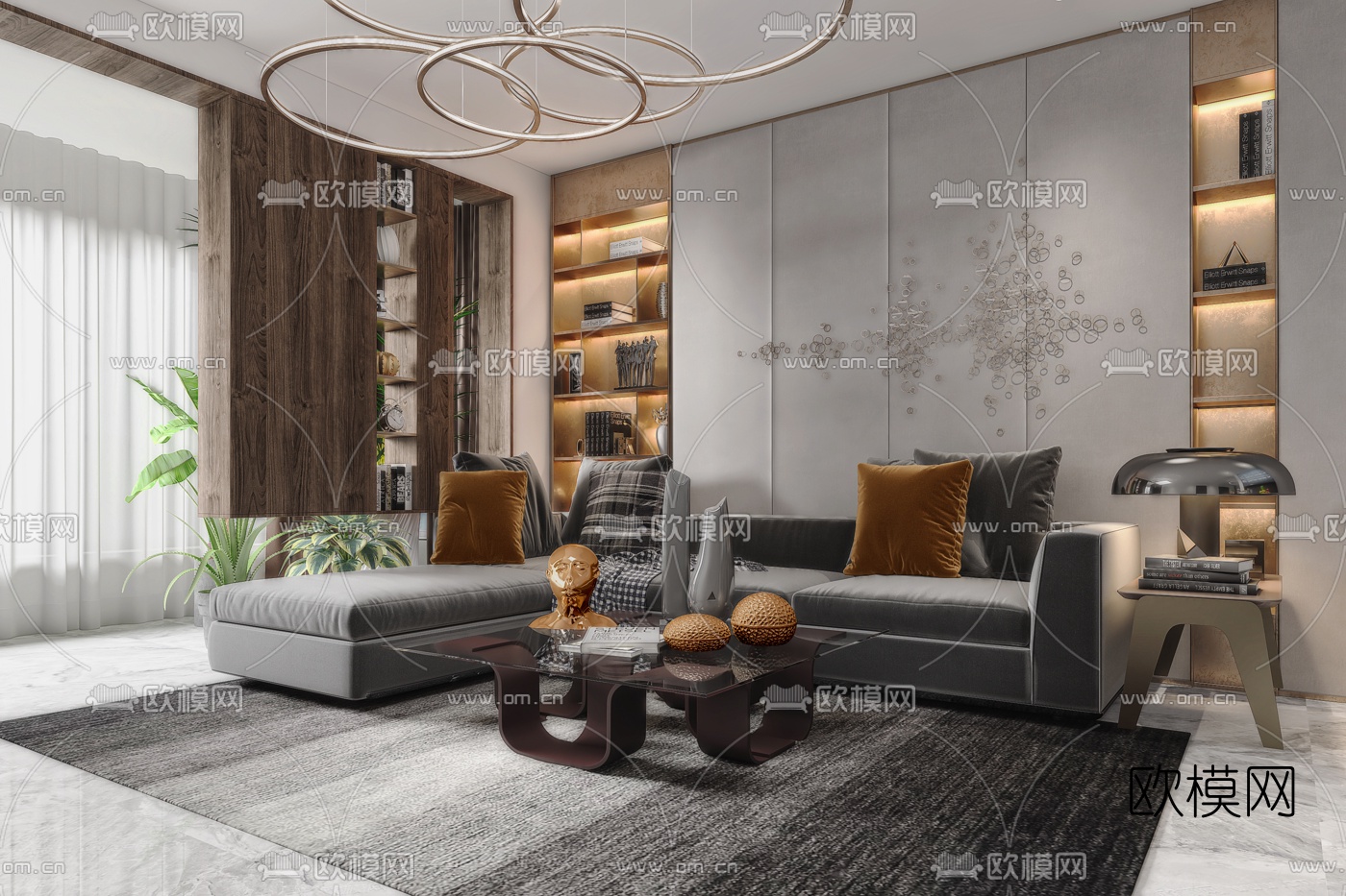 现代绒布沙发组合3d模型