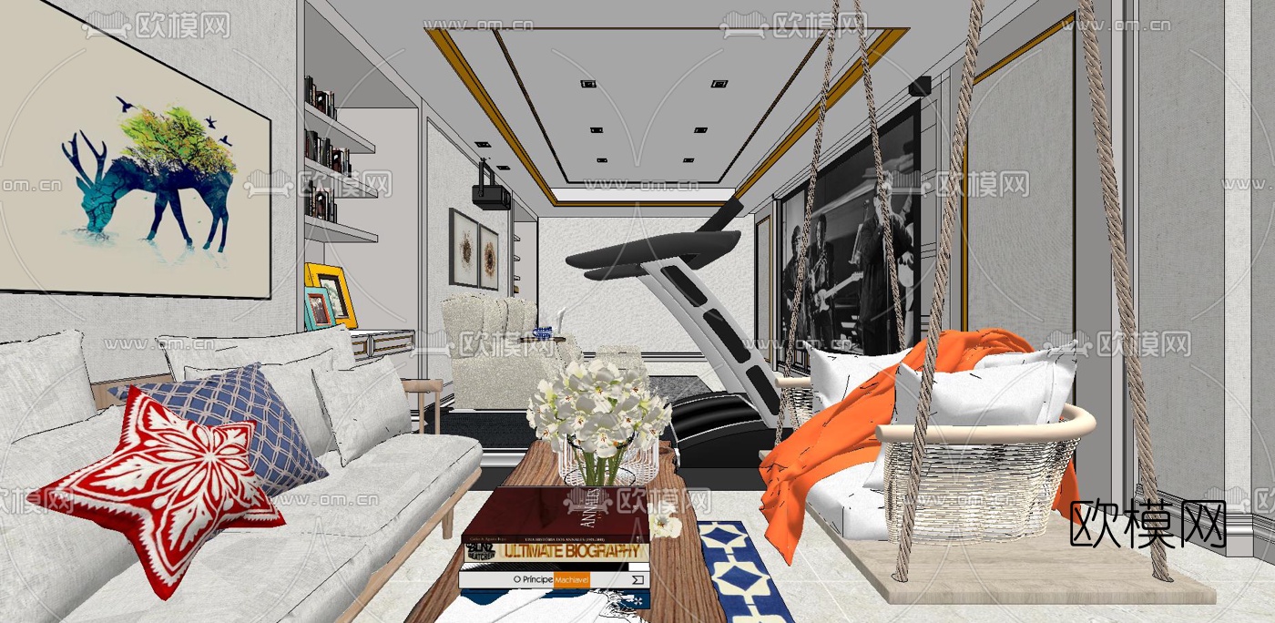 现代室内健身房su模型下载（渲染图5）