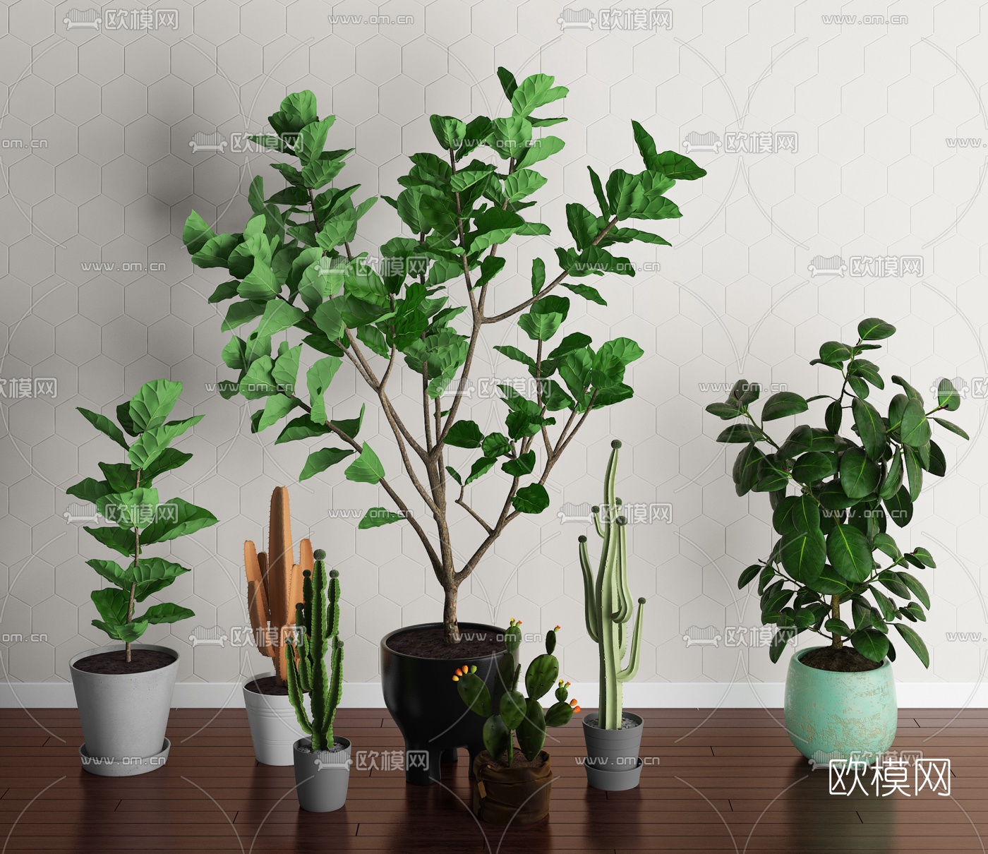 现代室内植物盆栽3d模型-免费3dmax模型库-欧模网