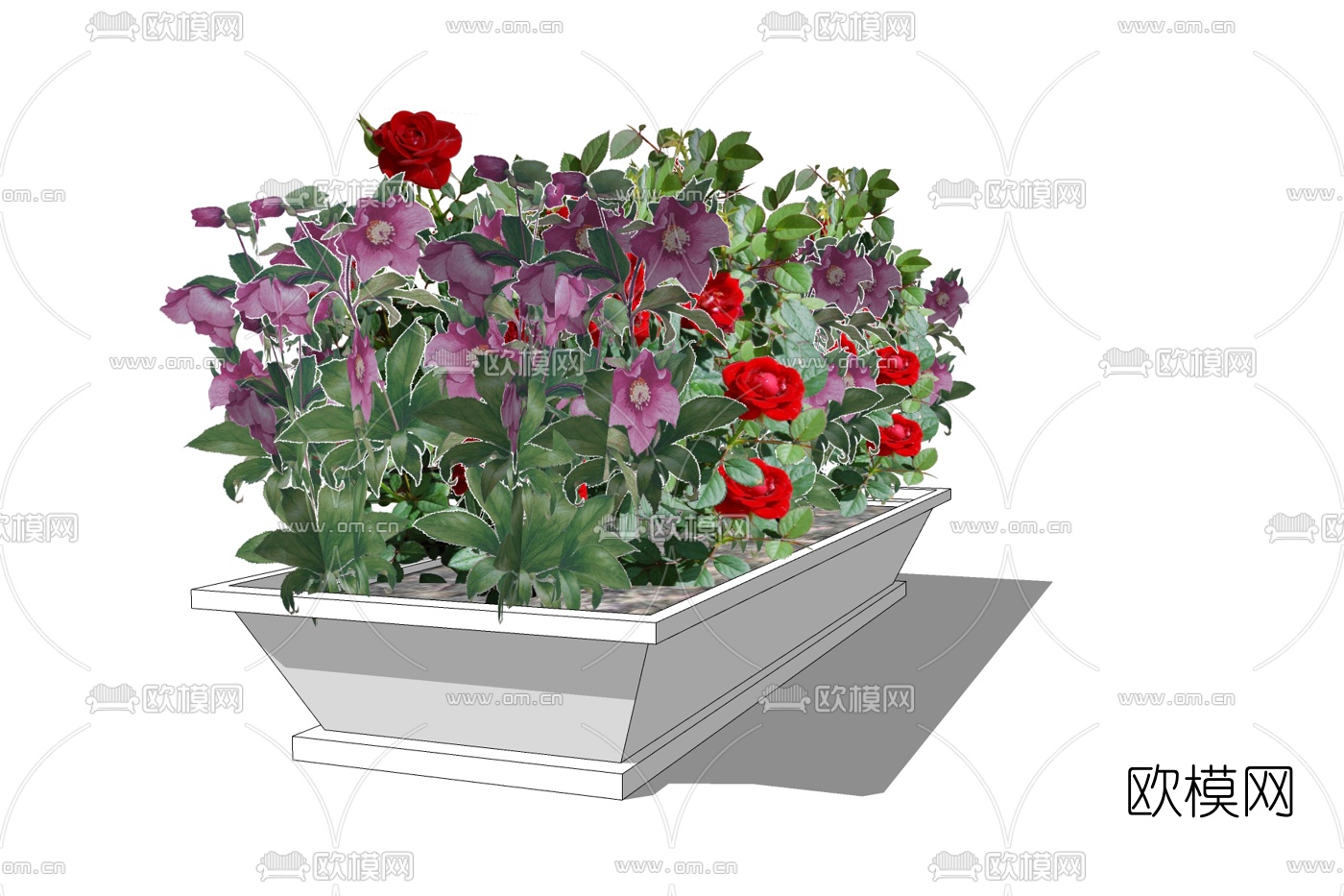 现代花坛植物免费su模型下载