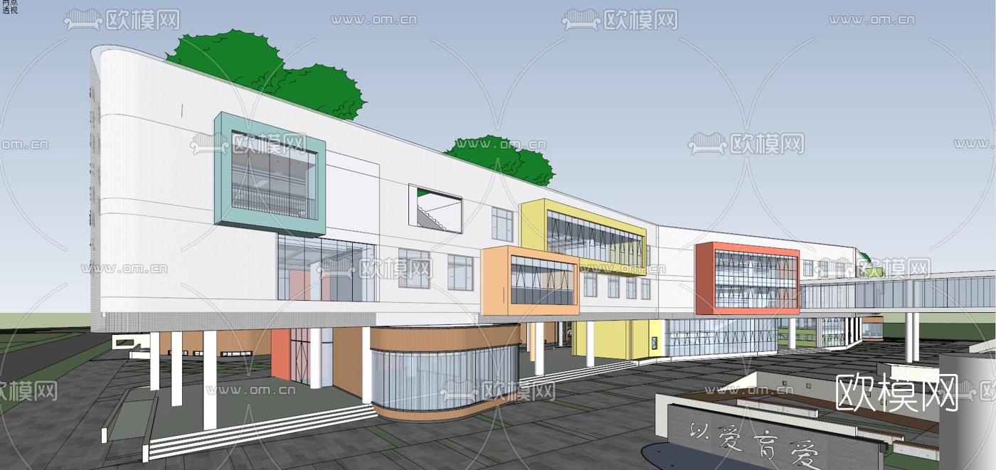 现代学校规划su模型下载（渲染图9）