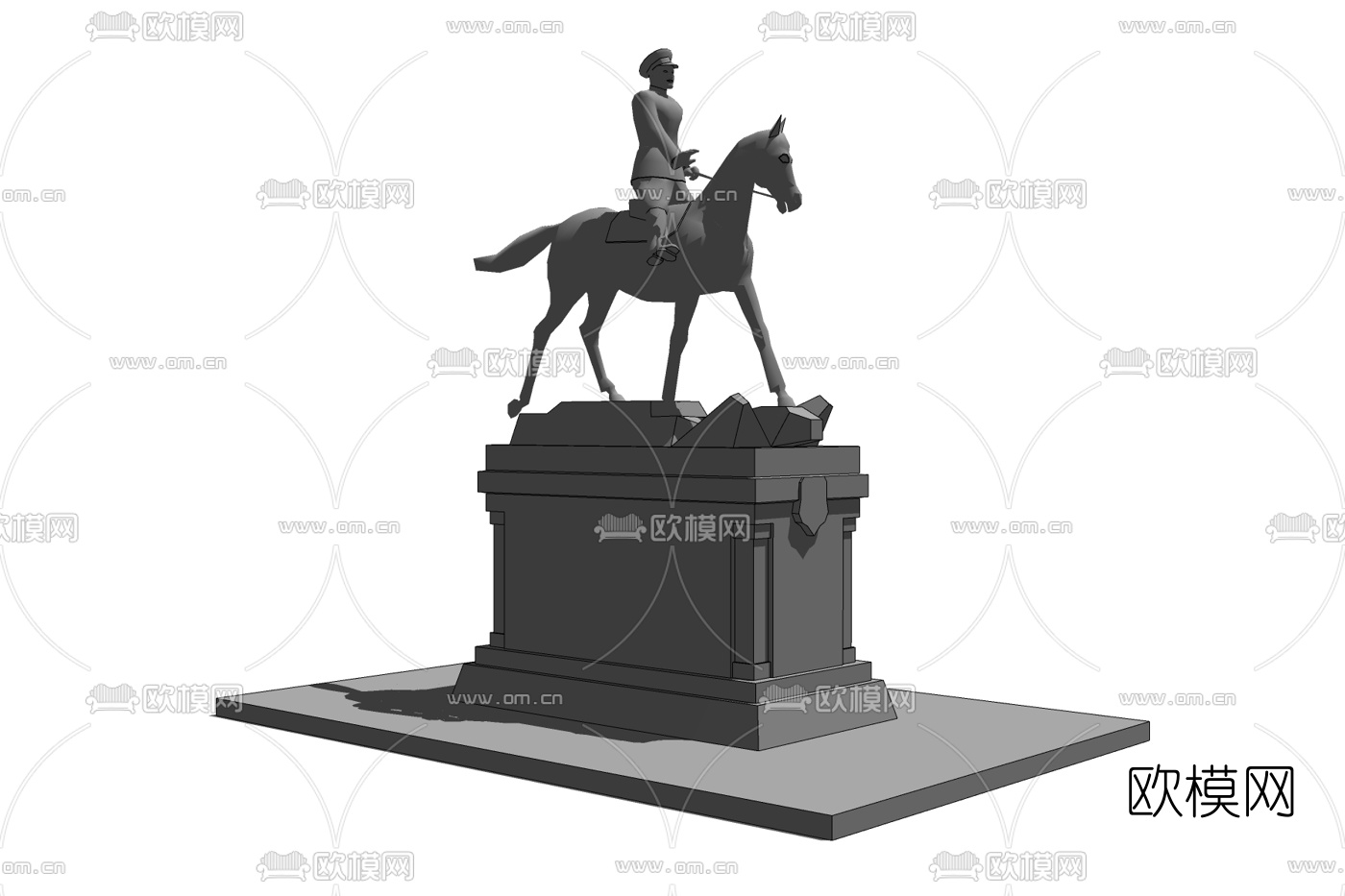欧式骑士雕塑免费su模型下载