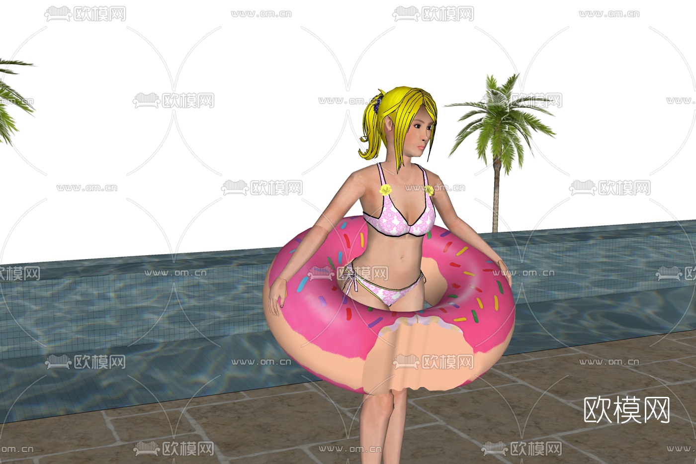 现代游泳女人免费su模型下载