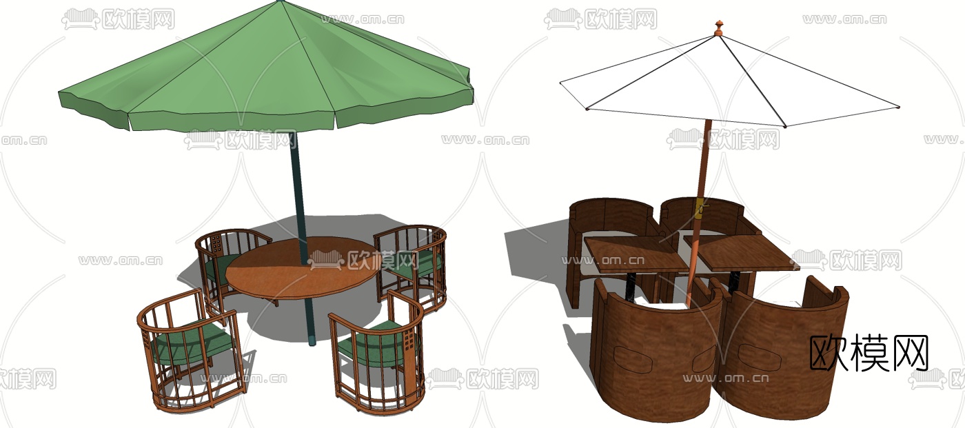 北欧户外休闲桌椅su模型下载