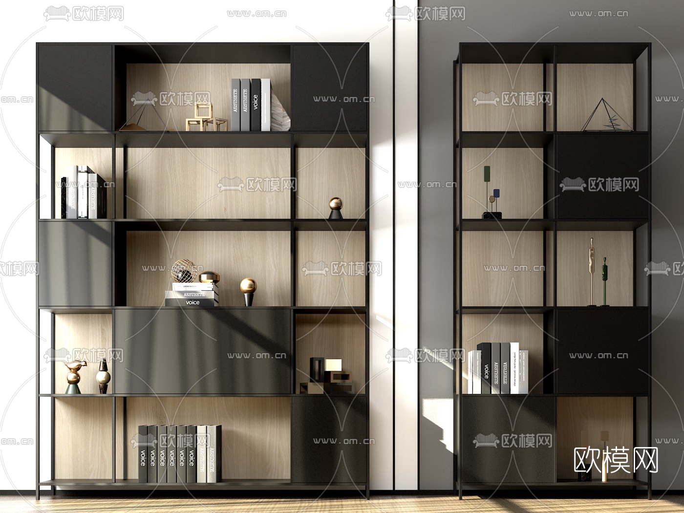 北欧装饰架书架3d模型下载