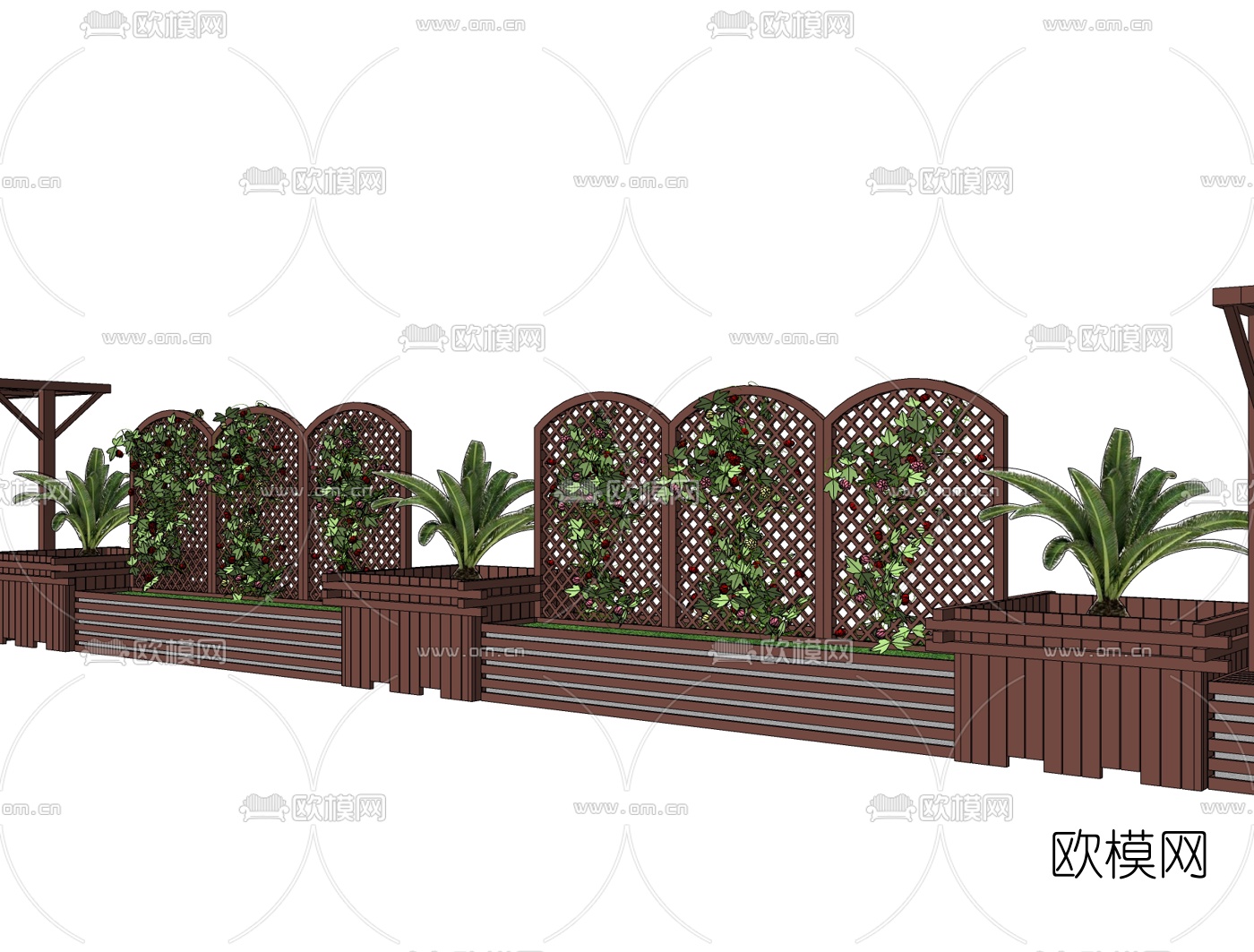 欧式花箱盆栽免费su模型下载