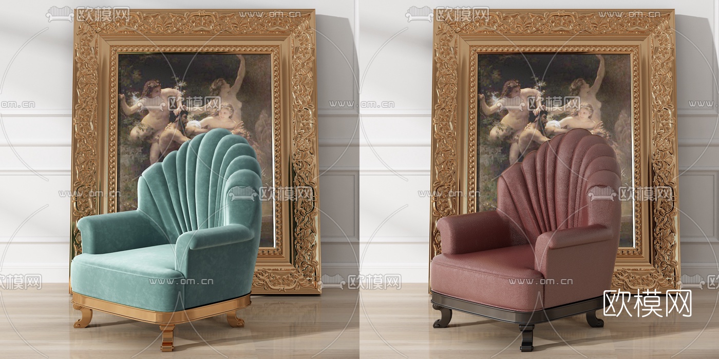 简欧单人沙发3d模型下载