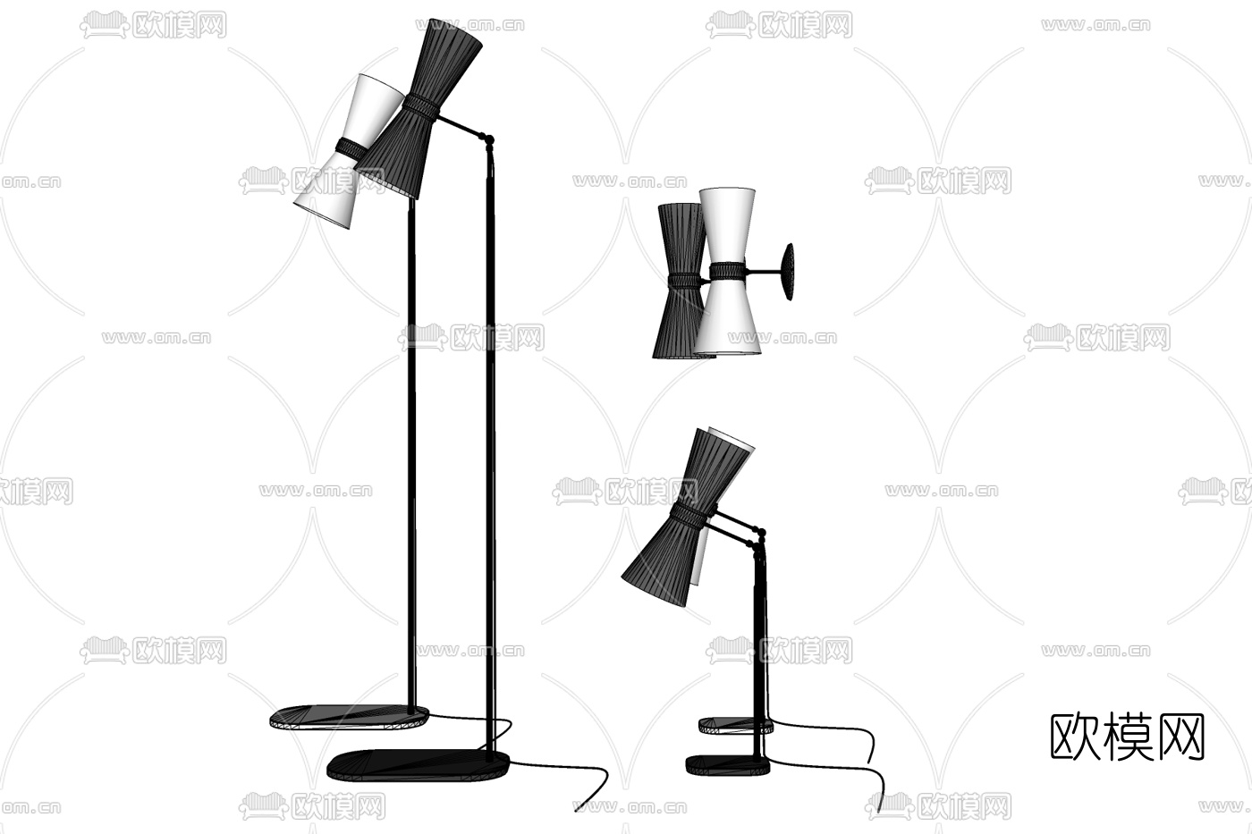 现代金属台灯壁灯免费su模型下载