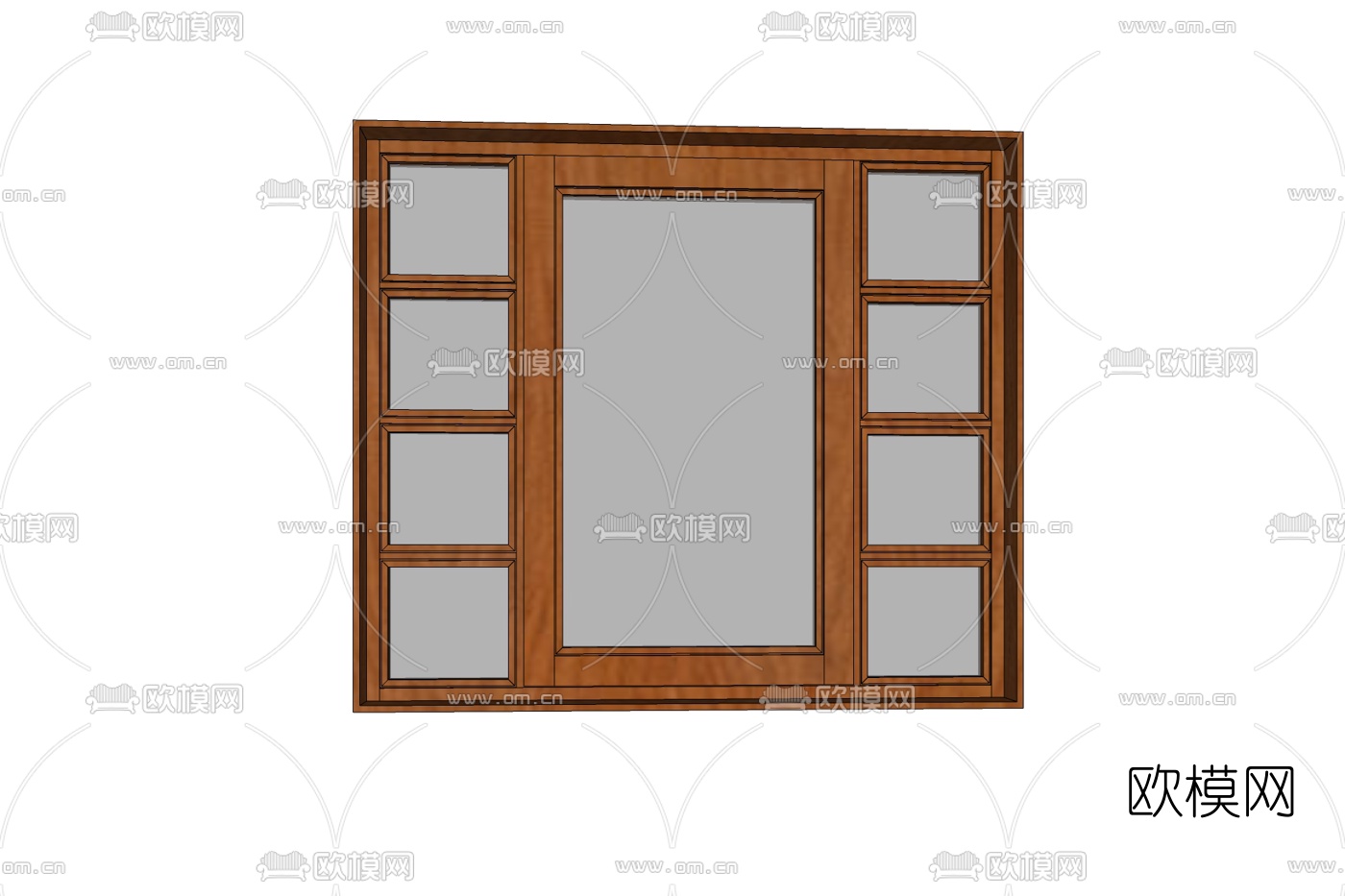 现代实木落地窗免费su模型下载