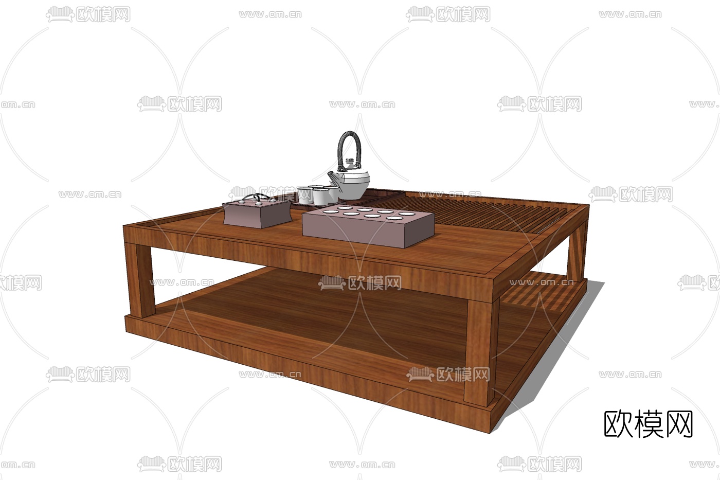 中式实木茶几免费su模型下载