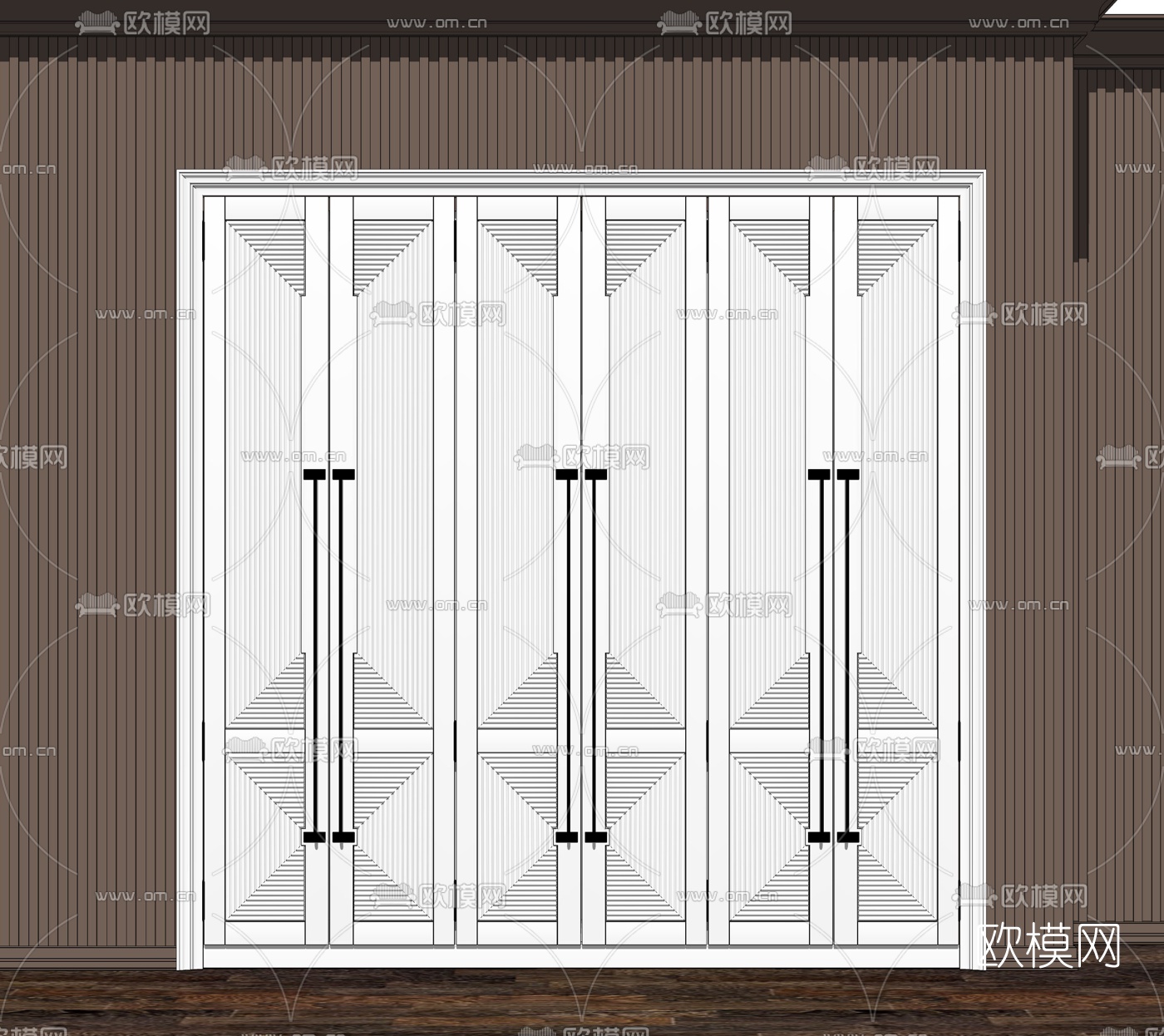 简欧多功能衣柜su模型下载