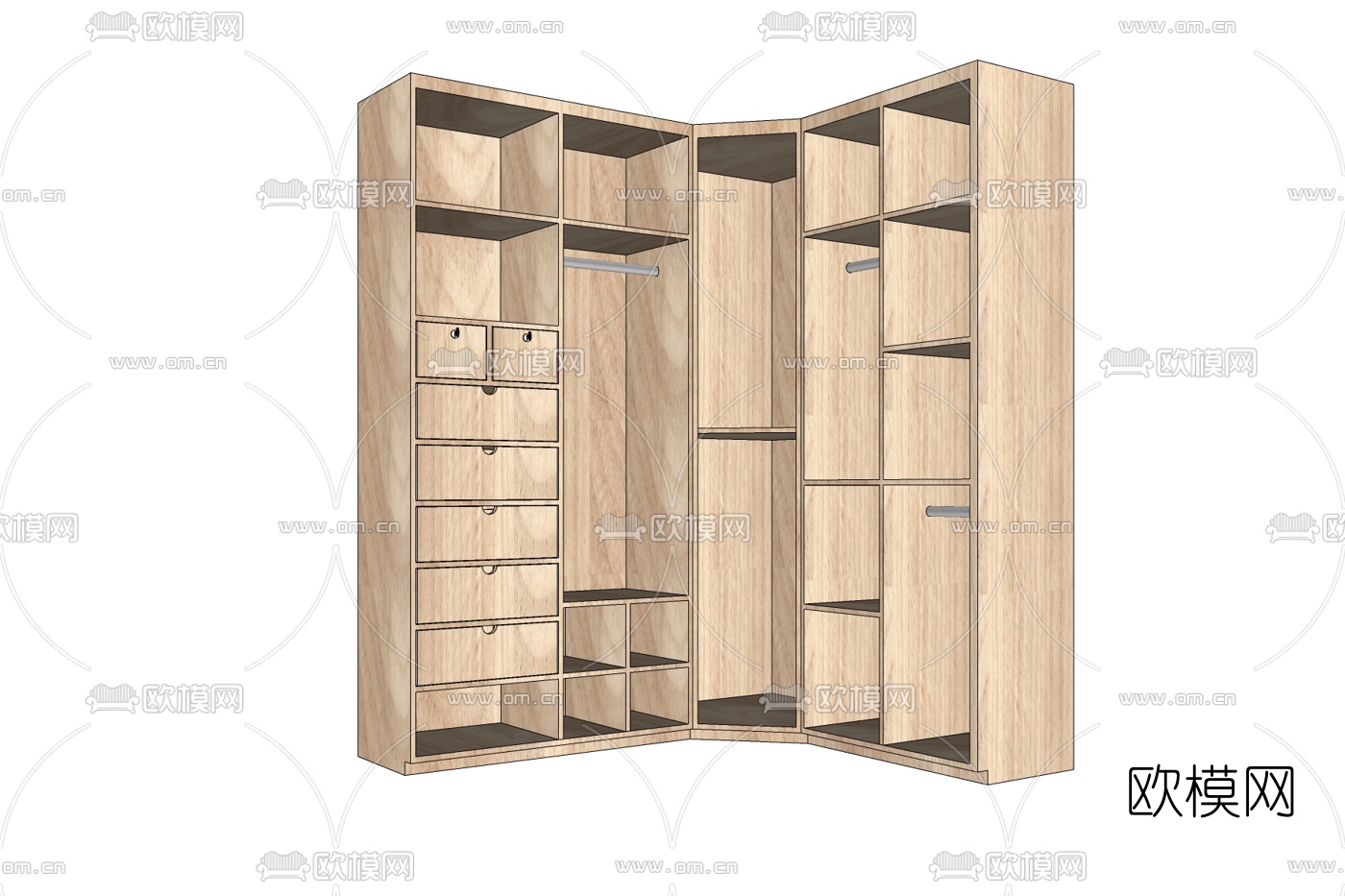 北欧实木衣柜免费su模型下载
