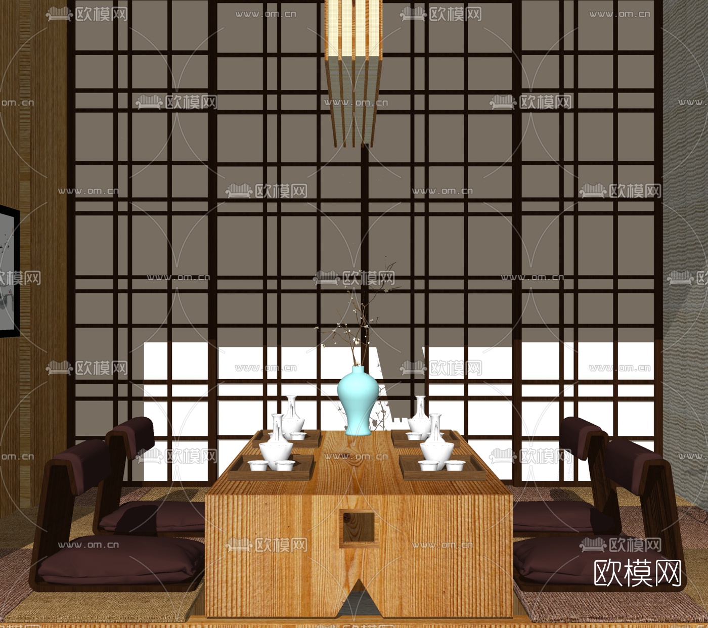 中式榻榻米茶室免费su模型下载