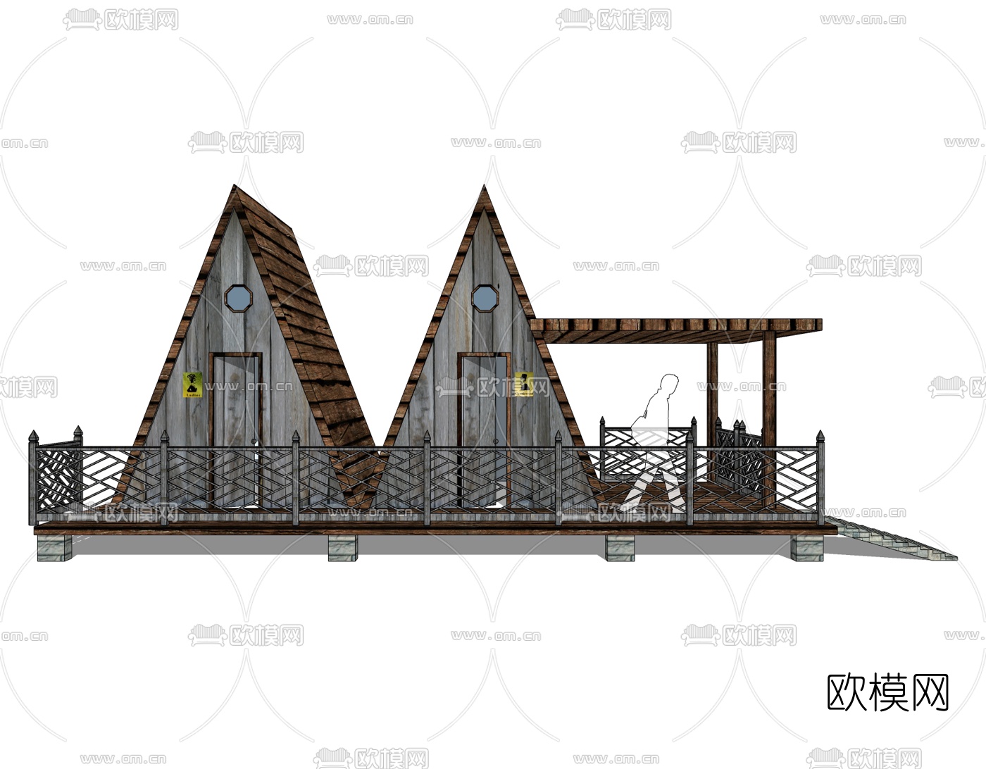 工业风公共厕所免费su模型下载