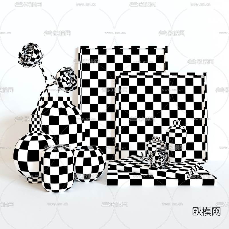 现代花瓶书籍摆件3d模型下载（渲染图6）