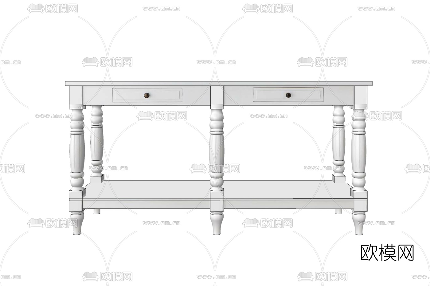 美式实木边柜免费su模型下载
