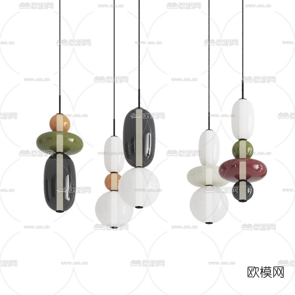 现代魔豆台灯吊灯3d模型下载(渲染图2)