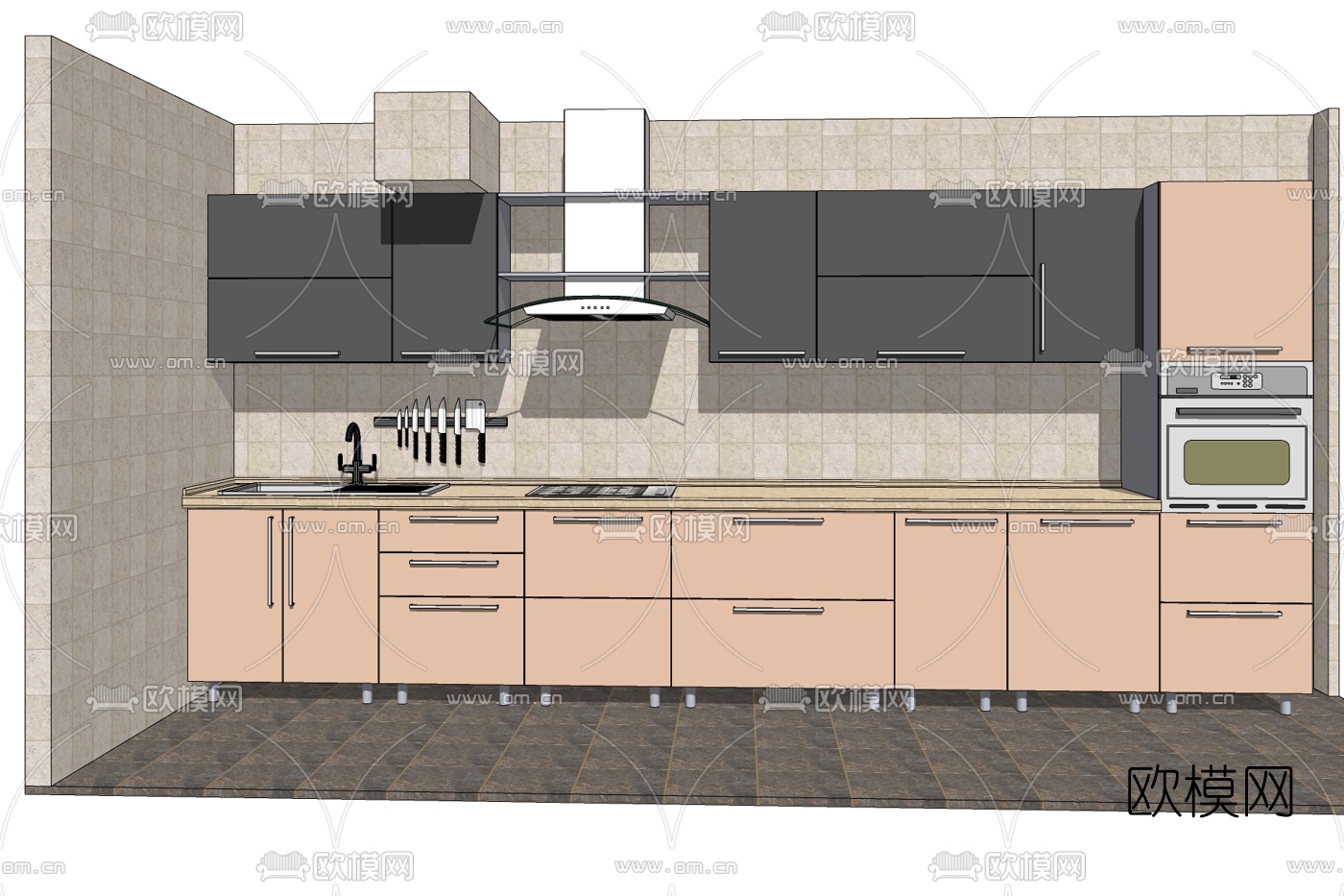 现代厨房免费su模型下载