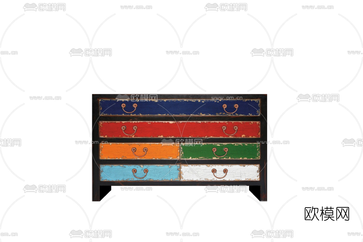 工业风实木边柜免费su模型下载