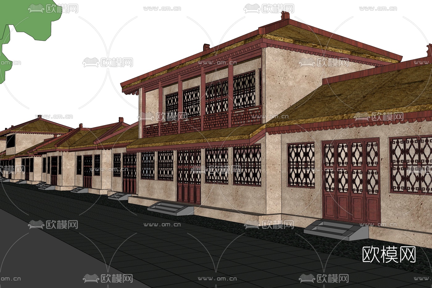 中式古建住宅免费su模型下载