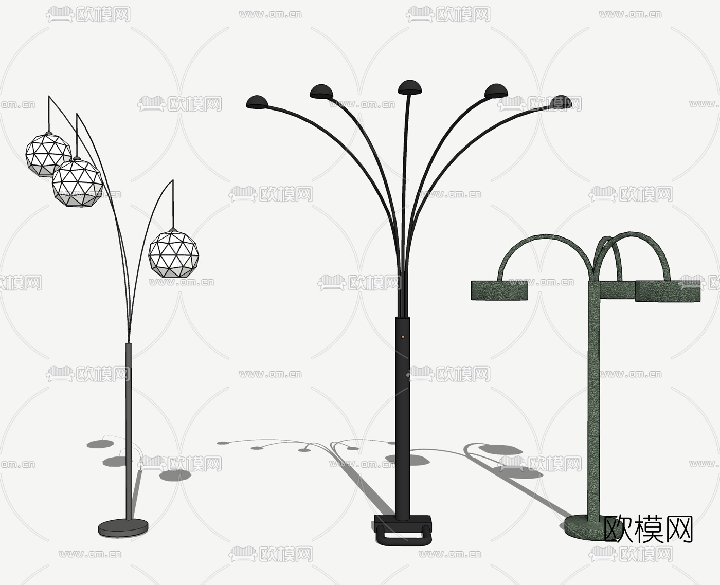 北欧金属落地灯su模型下载